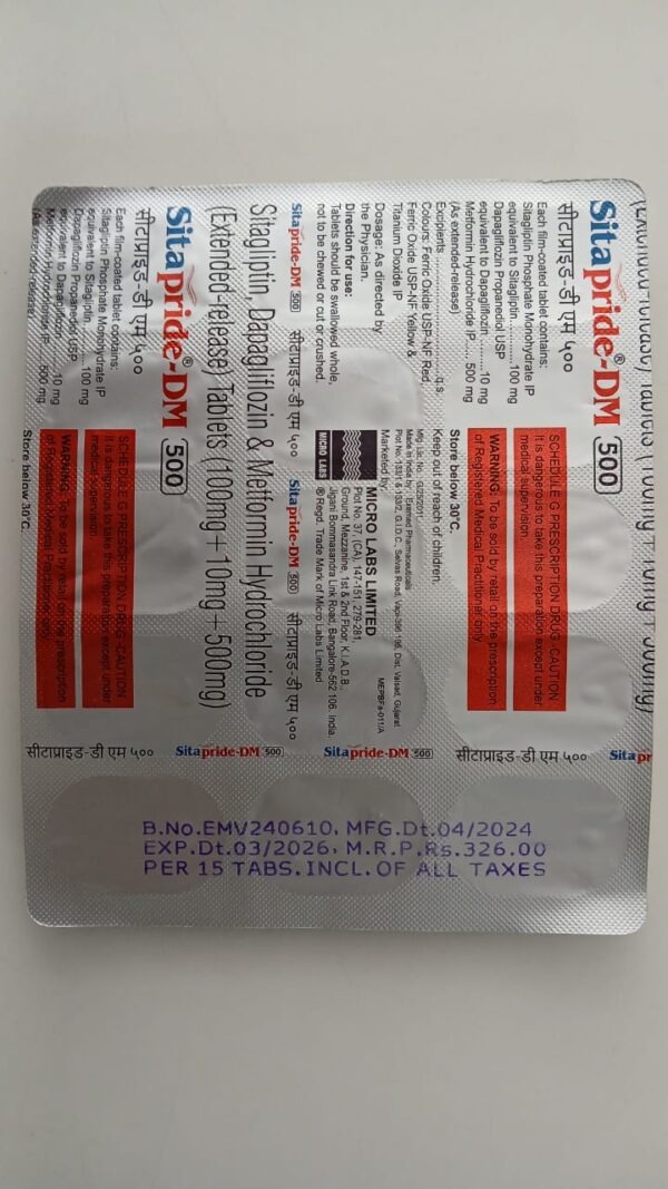 SITAPRIDE-DM 500MG TAB